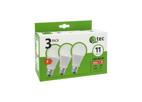 LED žiarovky 11W/1012lm/A60/E27 neutrálna biela 3 PACK Qtec