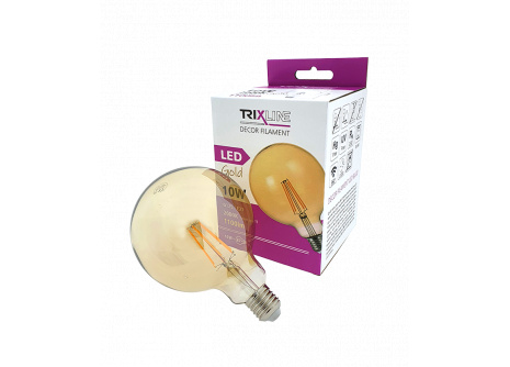 Dekoračná LED žiarovka FILAMENT Trixline G-125, 10W E27 GOLD