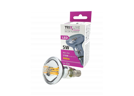 Dekoračná LED žiarovka FILAMENT Trixline R50, 5W E14 teplá biela