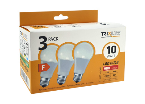 LED žiarovka Trixline 10W A60 E27 teplá biela 3 PACK