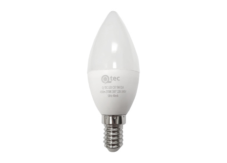 LED žiarovka Qtec 5W C37 E14 teplá biela