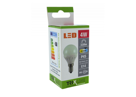 LED žiarovka Trixline 4W E14 P45 neutrálna biela