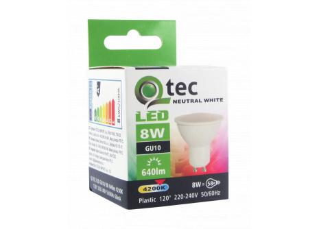 LED žiarovka QTEC 8W GU10 neutrálna biela