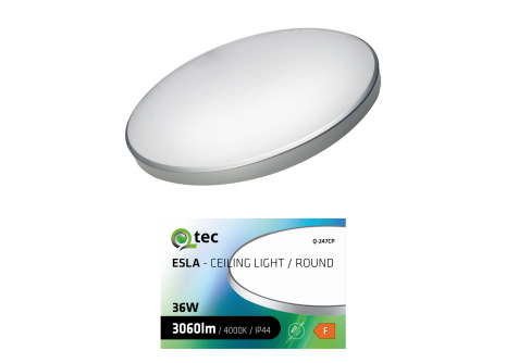 LED stropné svietidlo ESLA Q-247CP 36W 3060lm 4000K ø45cm/kruhové strieborné QTEC