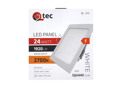LED panel Qtec Q-211S 24W, štvorcový vstavaný 2700K