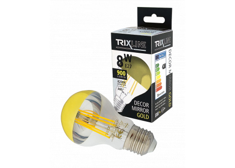 LED žiarovka Trixline DECOR MIRROR A60, 8W GOLD