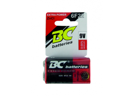 Zinkochloridová 9V batéria BC 6F22/1P 
