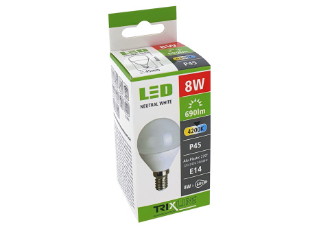 LED žiarovka 8W E14 P45 TRIXLINE neutrálna biela