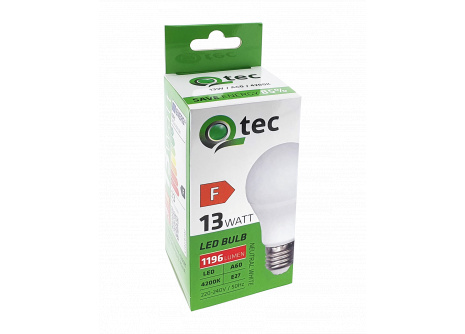 LED žiarovka Qtec 13W A60 E27 4200K