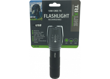 Ručné USB nabíjacie LED svietidlo so zoomom TR 346