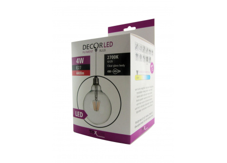 Dekoračná LED žiarovka FILAMENT Trixline 4W G-125 E27 teplá biela