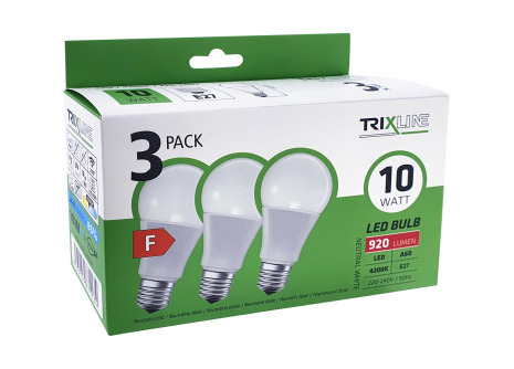 LED žiarovka 10W A60 E27 neutrálna biela 3PACK