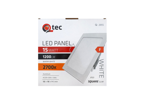 LED panel Qtec Q-205S 15W, štvorcový vstavaný 2700K