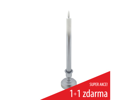 Dlhá LED sviečka - bielo-strieborná HOME DECOR HD-119SS