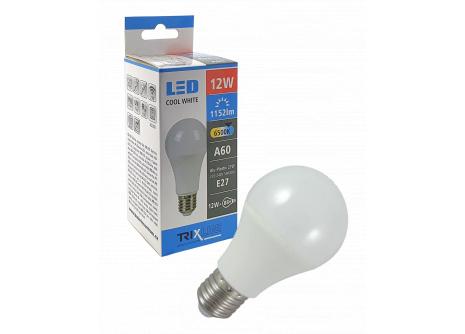 LED žiarovka Trixline 12W E27 A60 studená biela